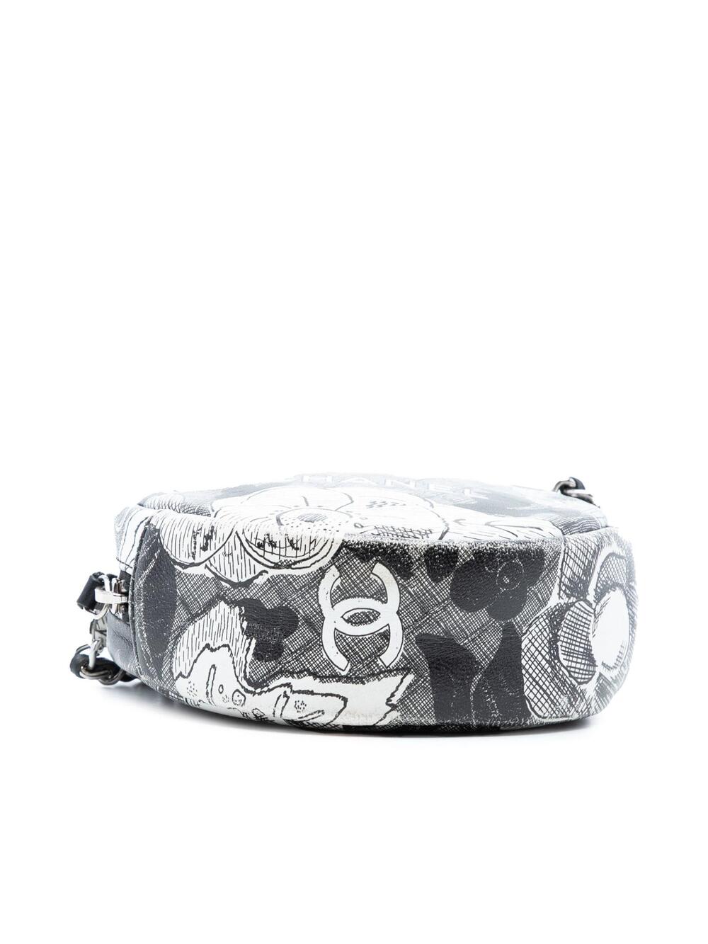 Chanel Cc Calfskin Floral Round Clutch #300468C13B - Picture 3 of 7
